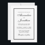 Modern Elegant Wedding Black & White Uitnodiging<br><div class="desc">Moderne elegante,  maar eenvoudige bruiloft zwart-wit</div>
