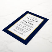 Modern Elegant Wedding Blue Gold Folie Uitnodiging (Gedraaid)