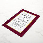 Modern Elegant Wedding Burgundy Gold Folie Uitnodiging (Gedraaid)
