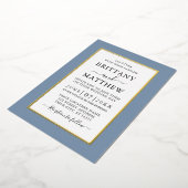 Modern Elegant Wedding Dusty Blue Gold Folie Uitnodiging (Gedraaid)