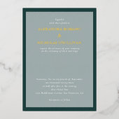 Modern Elegant Wedding Emerald Green en Gold Folie Uitnodiging (Voorkant)