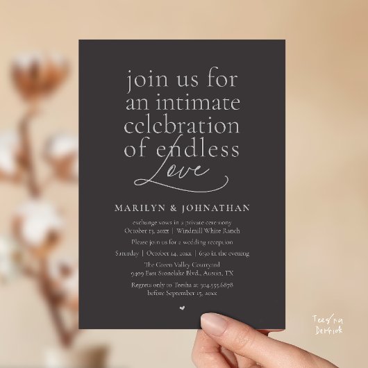 Modern Elegant Wedding, Endless Love, Reception Kaart