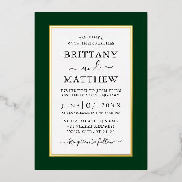 Modern Elegant Wedding Green Gold Folie Uitnodiging