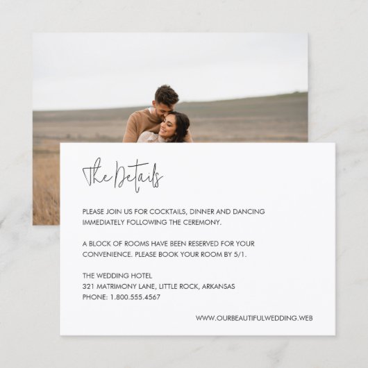 Modern Elegant Wedding Informatiekaartje (Voorkant / Achterkant)