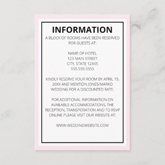 Modern Elegant Wedding Informatiekaartje (Voorkant)