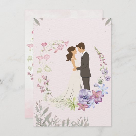 Modern Elegant Wedding Invitation Kaart (Voorkant / Achterkant)