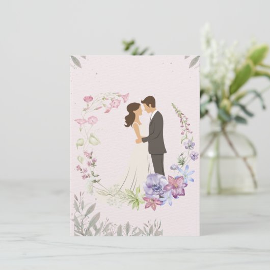 Modern Elegant Wedding Invitation Kaart (Staand voorkant)