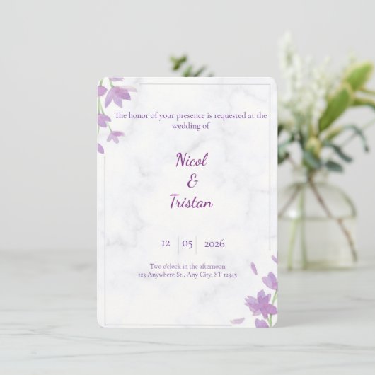 Modern Elegant Wedding Invitation Kaart (Staand voorkant)