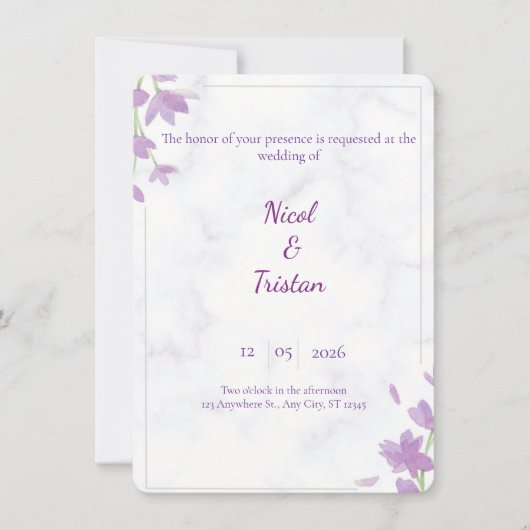 Modern Elegant Wedding Invitation Kaart (Voorkant)