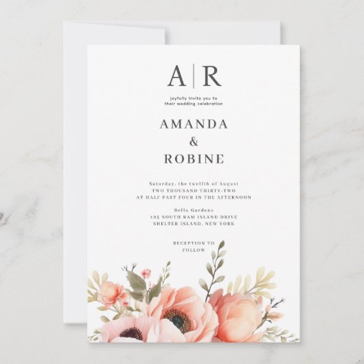 Modern Elegant Wedding Invitation Kaart (Voorkant)