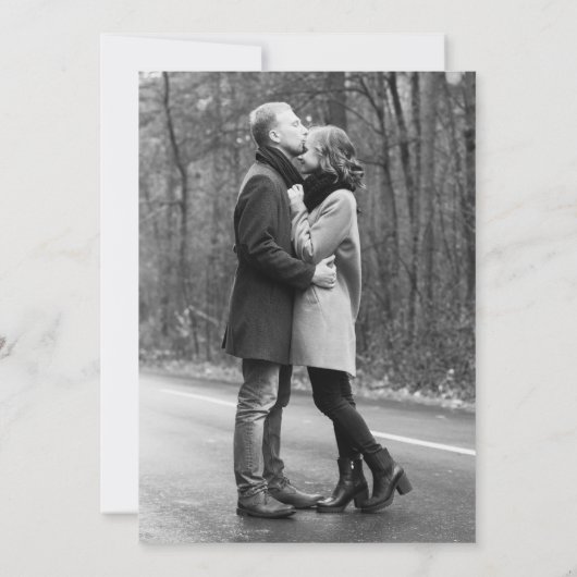 Modern Elegant Wedding Invite - Black White Foto Kaart (Achterkant)