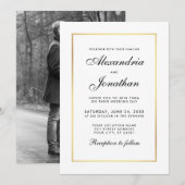 Modern Elegant Wedding Invite - Black White Foto Kaart (Voorkant / Achterkant)