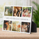 Modern Elegant Wedding Keepomwille Foto Collage Ch Fotoplaat<br><div class="desc">Het elegante en moderne huwelijkskeepaardje,  deze aangepaste naam en het collage van de datumfoto maken een mooi display voor je favoriete afbeeldingen van je speciale dag. Geweldig cadeau voor nieuwigheden of verjaardagen! Dit is de stoffige versie van de laksteengrijze typografie.</div>