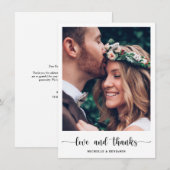Modern Elegant Wedding Love and Bedankt Photo Card (Voorkant / Achterkant)