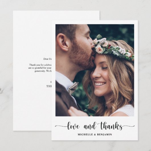 Modern Elegant Wedding Love and Bedankt Photo Card (Voorkant / Achterkant)