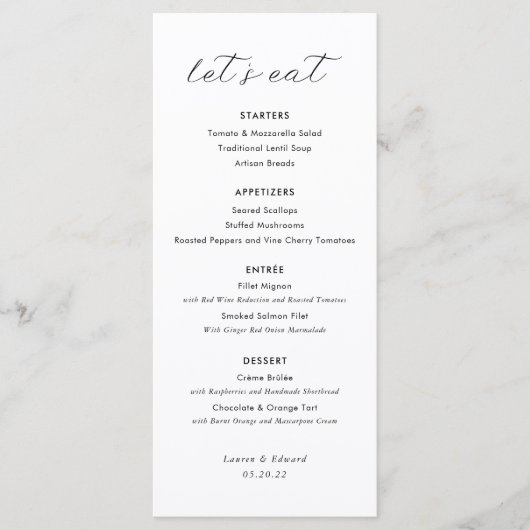 Modern Elegant Wedding Menu (Voorkant)