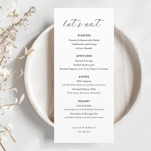 Modern Elegant Wedding Menu