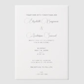 Modern Elegant Wedding Minimalistisch Script Vellum Uitnodigingen (Voorkant)