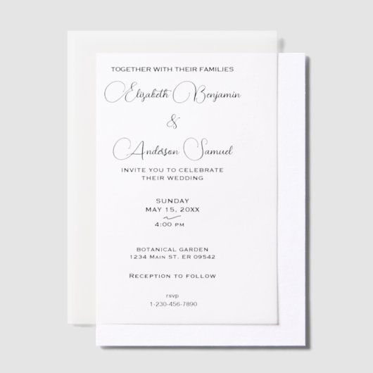 Modern Elegant Wedding Minimalistisch Script Vellum Uitnodigingen (Offset)