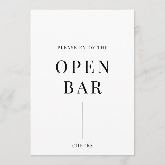 Modern Elegant Wedding Open Bar Sign (Voorkant)