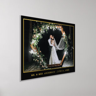 Modern Elegant Wedding Photo Black and Gold Folie Afdrukken
