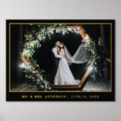 Modern Elegant Wedding Photo Black and Gold Folie Afdrukken (Voorkant)