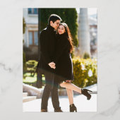 Modern Elegant Wedding Photo Black and White Gold Folie Uitnodiging (Achterkant)