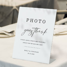 Modern Elegant Wedding Photo Gastenboek Reclamebord Met Voetstuk