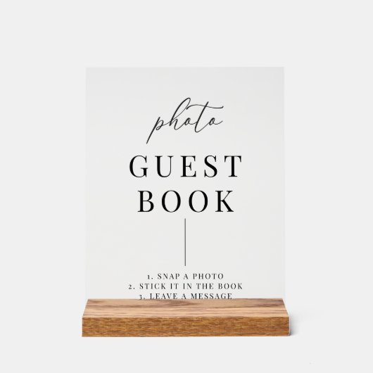 Modern Elegant Wedding Photo Guestbook Acryl Bord (Voorkant)