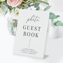 Modern Elegant Wedding Photo Guestbook Reclamebord Met Voetstuk