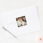 Modern elegant wedding photo handwriting vierkante sticker (Envelop)