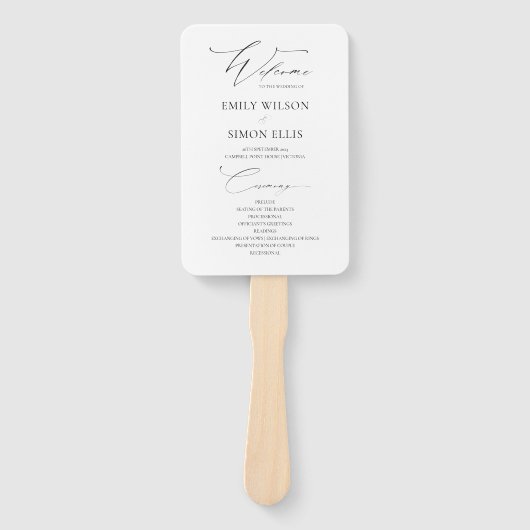 Modern Elegant Wedding Programme Handwaaier (Voorkant)