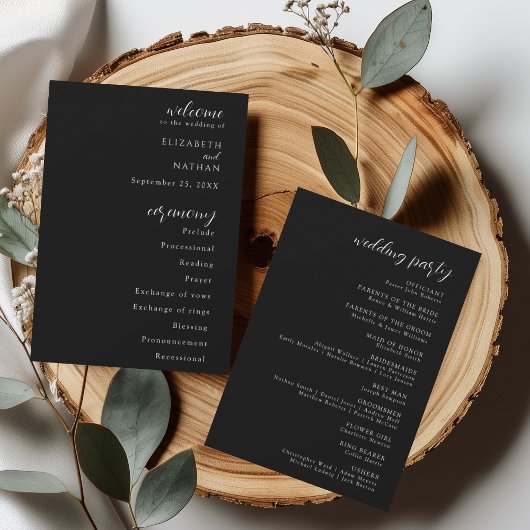 Modern Elegant Wedding Programme Kaart