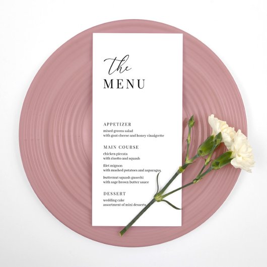 Modern Elegant Wedding Reception Menu