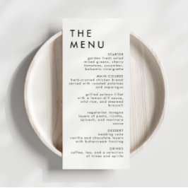 Modern Elegant Wedding Reception Menu