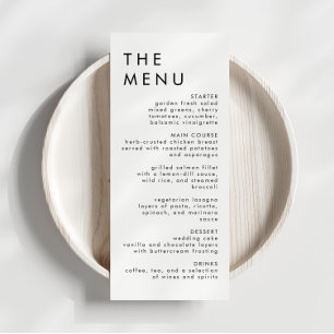 Modern Elegant Wedding Reception Menu