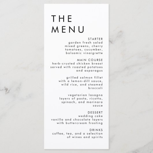 Modern Elegant Wedding Reception Menu (Voorkant)