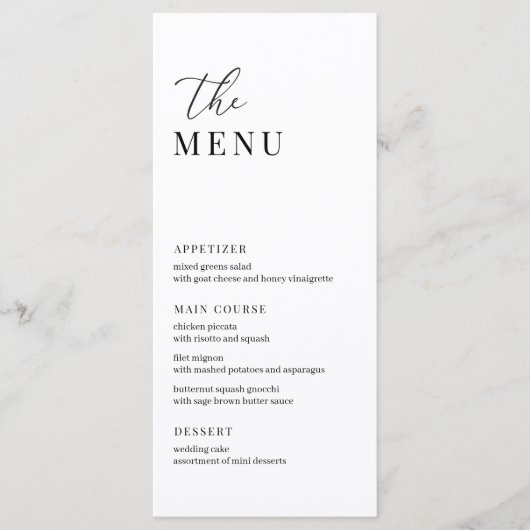 Modern Elegant Wedding Reception Menu (Voorkant)