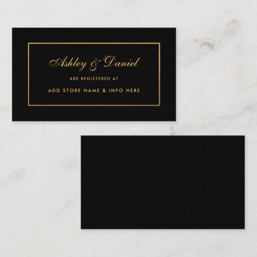 Modern Elegant Wedding Registry Invoegen Kaart BLK (Voorkant / Achterkant)