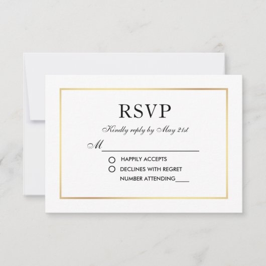Modern Elegant Wedding RSVP Black White Kaart S (Voorkant)