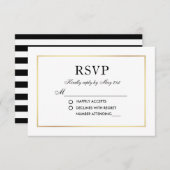 Modern Elegant Wedding RSVP Black White Kaart S (Voorkant / Achterkant)