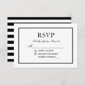 Modern Elegant Wedding RSVP Black & White Kaart S (Voorkant / Achterkant)