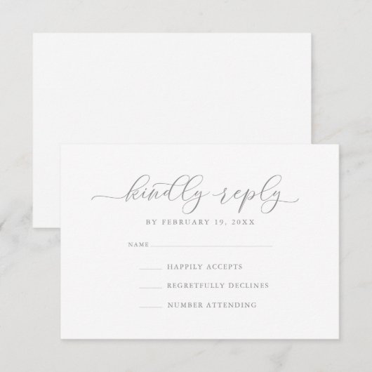 Modern Elegant Wedding RSVP-kaart Kaart (Voorkant / Achterkant)