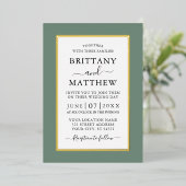 Modern Elegant Wedding Sage Green Gold Folie Uitnodiging (Staand Voorkant)