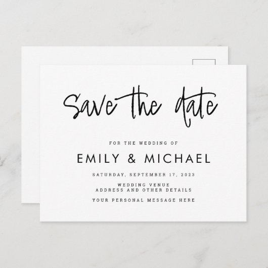 Modern Elegant Wedding Save the Date Briefkaart (Voorkant / Achterkant)