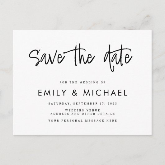 Modern Elegant Wedding Save the Date Briefkaart (Voorkant)