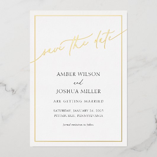 Modern Elegant Wedding Save the Date Folie Folie Uitnodiging (Voorkant)