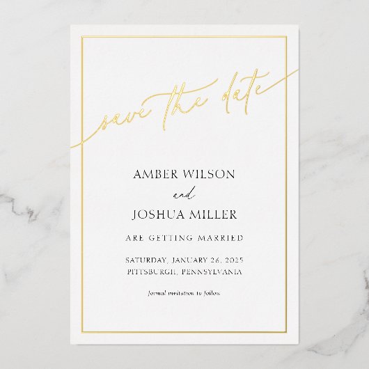 Modern Elegant Wedding Save the Date Folie Uitnodiging (Voorkant)