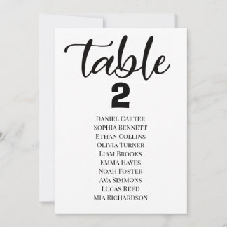 Modern Elegant Wedding Table Numbers Seating Chart Kaart