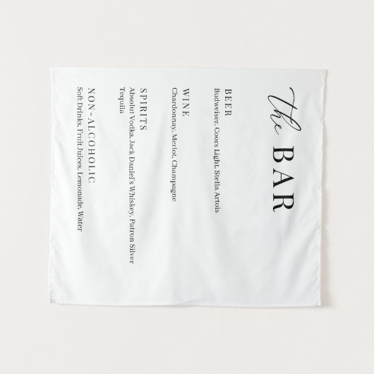 Modern Elegant Wedding The Bar Menu Wandkleed (Voorkant (horizontaal))